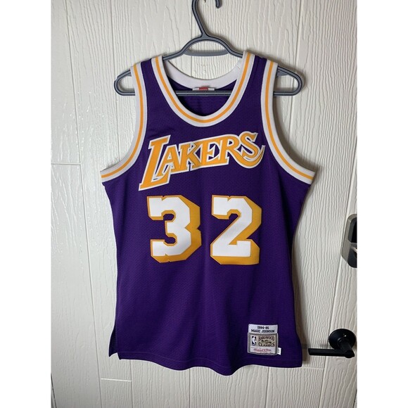 Authentic Magic Johnson Mitchell & Ness 84 85 Lakers Jersey Mens size 40 purple - Picture 1 of 7